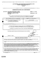 [Certificate of Deposit from Gallaher International Limited to Atteshlis Bonded Stores Ltd Dorchester Black]