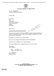 [Letter from PRG Redshaw to Ms V Bonsu regarding Sovereign Classic R017D55 and N497A55]