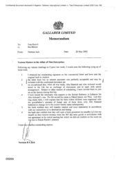Gallaherl Limited [Memo from Norman BS Jack to Tom Keevil regarding matters in the affair of Tlais Enterprises]
