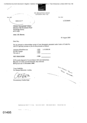 [Letter from Banque Banorabe to Gallaher International Limited acknowleding receipts of documents presented under Letter of Credit No 12051CY]