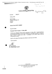 [Letter from Tom Keevil to M Clarke regarding Proposed Visit to Cyprus-20010522]