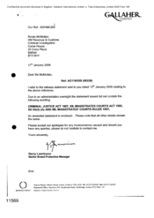 [Letter from Garry Lawrinson to Rosin McMullan regarding witness statements of Criminal Justice Acts]