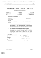 [Letter from Fadi Nammour to Sue James regarding order placed placed with Gallaher to Bahrain and Kenya]