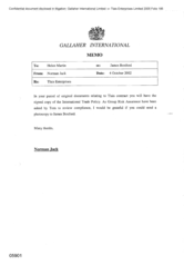 Gallaher International[Memo from Norman Jack to Helen Martin regarding Tlais Enterprises]