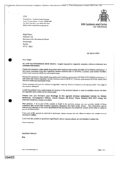 [Letter from Sharon Tapley to Nigel Espin regarding the request for cigarette analysis]