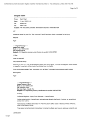 [Email from Nigel Espin to Jeff Jeffery regarding requisition judiciaire, identification de produit Dorchester]