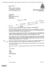 [Letter from Victoria Sandiford to Peter Redshaw regarding the request for cigarette analysis and customer information]