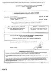 [Certificate of Deposit from Atteshlis Bonded Stores Ltd to Banque Du Liban Et D' Outre Mer Sal for Mayfair Regular Cigarettes]