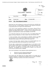 Galleher Limited[Memo from Norman Jack to Steven Perks regarding direct shipment to markets]