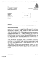 [Letter from Barry Peterson to Norman Jack regarding the request for cigarette analysis and customer information]