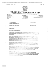 [Letter from P Tlais to Norman Jack regarding Cyprus domestic business]