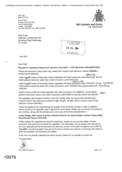 [Letter from Ken Ojo to Nigel Espin regarding request for cigarette analysis and customer information]