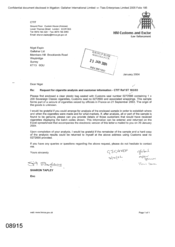 [A Letter from Sharon Tapley to Nigel Aspin Regarding the Request for Cigarette Analysis and Customer Information - CTIT Ref ST 183/03]