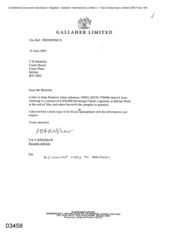 [Letter from PRG Redshaw to VB Miskelly regarding Sovereign classic cigarettes]