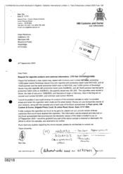 [Letter from Ken Ojo to Peter Redshaw regarding a request for cigarette analysis and customer information]