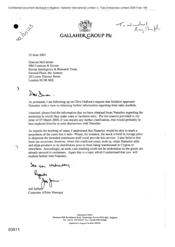 [Letter from Jeff Jeffery to Duncan McCallum regarding Namelex and Gallaher sales]