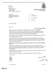 [Letter from Ken Ojo to Carol Martin regarding urgent request for witness statement, cigarette analysis and customer information]