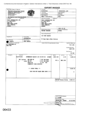 [Export invoice from Gallaher International Limited to Tlais Enterprises Ltd regarding Sovereign Classic Lts cigarettes]