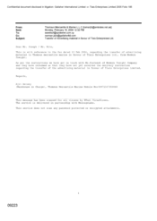 [Email from Thomsun Mercantile to Norman Jack regarding Transfer of advertising material in favour of Tlais Enterpreises Ltd]