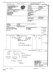 [Export Invoice from Gallaher International by Terry Shelton regards to Sovereign Classic]