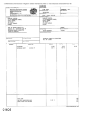 [Invoice from Namelex Limited to Gallaher International Ltd for Sovereign]