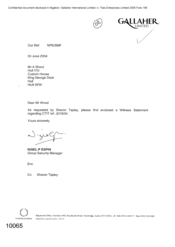 [Letter from Nigel P Espin to A Wood regarding witness statement ref JD16/04]