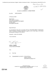 [Letter from Nigel P Espin to Alan Evans regarding witness statement]