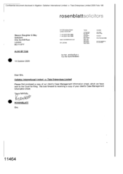 [Letter from Rosenblatt to Slaughter and May regarding Gallaher International Limited v Tlais Enterprises Limited case management infromation]