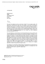 [Letter from Jeff Jeffery to Paul Gerrard regarding Gallaher's financial results for 2005]