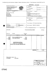 [Invoice from Gallaher International Limited to Bacco PTY Ltd for Mephis Blue and Ronson]