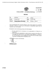 Gallaher International [Memo from Norman Jack to M Fawaz regarding suspect release documents]