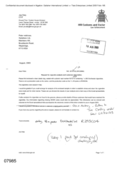 [Letter from Peter Redshaw to Joe Daly regarding request for cigarette analysis and customer information]