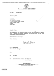 [Letter from PRG Redshaw to S O'Dea regarding the enclosed witness statement and hard copy of the Excel spreadsheet]