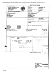 [Export invoice from Gallaher International Limited to Tlais Enterprises Limited for Sovereign Classic]