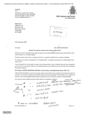 [Letter from Joe Daly to Nigel Espin regarding the request for cigarette analysis and customer information]