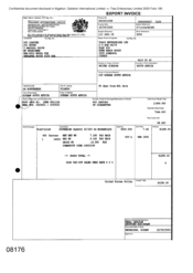 [Export invoice from Gallaher International Limited to Tlais Enterprises Ltd regarding 800 cartons of cigarettes of Sovereign Classic cigarettes]