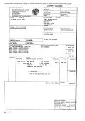 [Invoice from Gallaher International Limited to Tlais Enterprises Ltd regarding 4000 cartons of Sovereign Classic cigarettes]