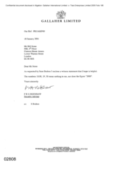 Gallaher Limited[Letter from PRG Redshaw to Bill Stone regarding Sean Brabon request for enclosed witness statement]