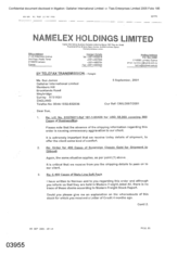 [Letter from Fadi Nammour to Sue James regarding order CM/LD997/2001]