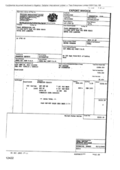 [Export Invoice from Tlais Enterprises Ltd on behalf of Gallaher International Limited on Sovereign Classic]