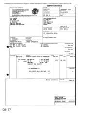 [Export invoice for Gallaher International Limited]