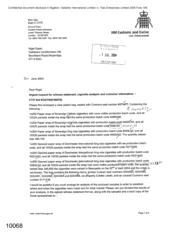 [Letter from Ken Ojo to Nigel Espin regarding urgent request for witness statement, cigarette analysis and customer information]