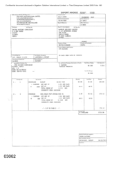 Export Invoice 9 cartons tobacco products