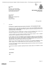 [Letter from Sean Brabon to Peter Redshaw regarding cigarette analysis and customer information - CTIT Ref 505/02 INT18305]