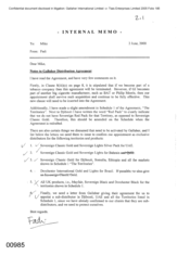 [Memo from Fadi to Mike regarding notes to Gallaher distribution agreement]