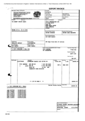 [Export invoice for Gallaher International Limited to Tlais Enteprises Ltd regarding Sovereign Classic Lts]