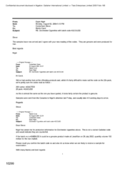 [Email from Nigel Espin to Cockerham Steve regarding Dorchester cigarettes with batch code 4GCOUDD]