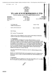 [Letter from P Tlais to Norman Jack regarding fax dated 20031204 outlining points covered during discussions in Cyprus]