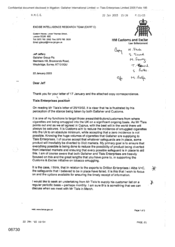 [Letter from Duncan McCallum to Jeff Jeffery regarding Tlais Enterprises Position on smuggled cigarettes into the UK]