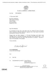 [Letter from PRG Redshaw to Roisin McMullan in regards to Excel spreadsheet relating to seizure]